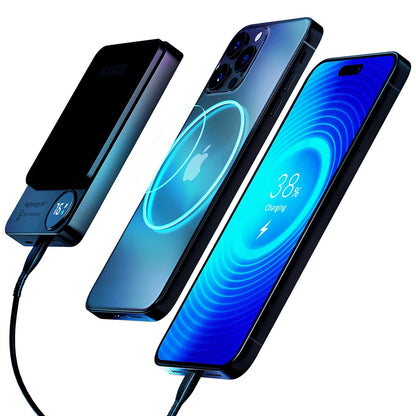 Ekstern trådløs batteri 3MK MagSynergy Ni+, 5000mAh, 22.5W, PD + FQI, 1 x QI - 1 x USB-C, Svart