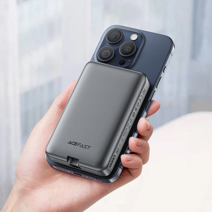 Ekstern trådløs batteri Acefast M10, 10000mAh, 30W, PD + FQI, 1 x QI - 2 x USB-C, Svart
