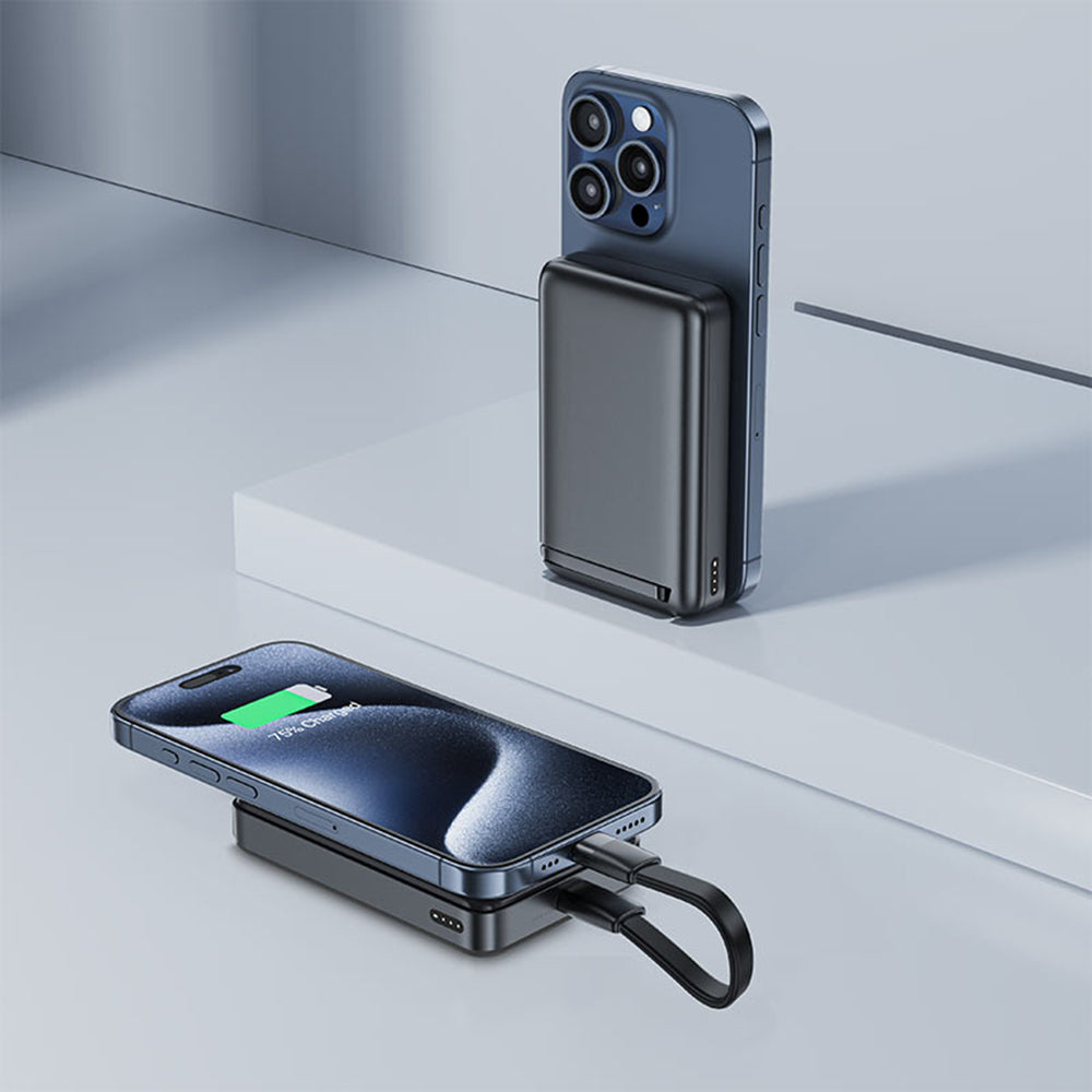 Trådløst Eksternt Batteri Acefast M11, 10000mAh, 30W, PD + FQI, 1 x QI - 1 x USB-C, Svart