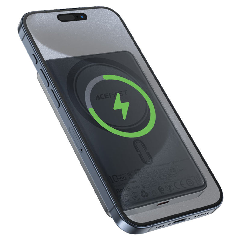 Trådløst Eksternt Batteri Acefast M12, 10000mAh, 20W, PD + FQI, 1 x QI - 1 x USB-C, Svart