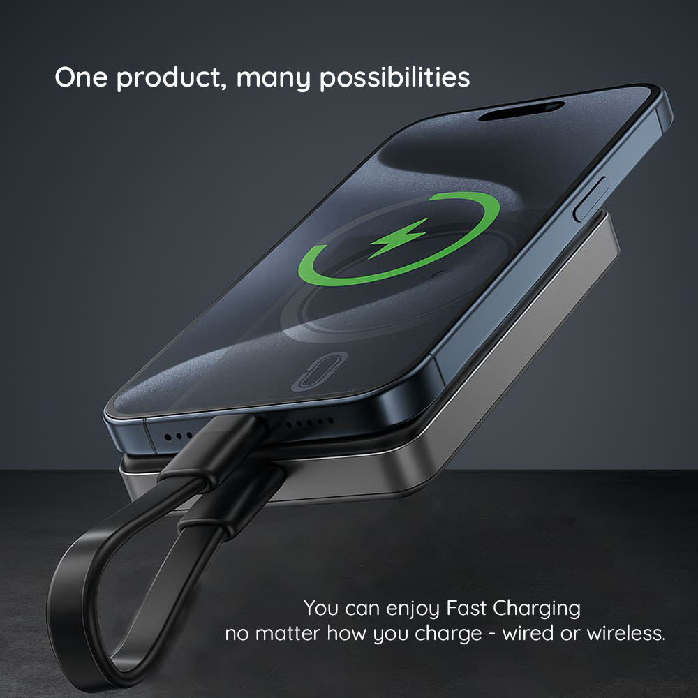Trådløst Eksternt Batteri Acefast M12, 10000mAh, 20W, PD + FQI, 1 x QI - 1 x USB-C, Svart