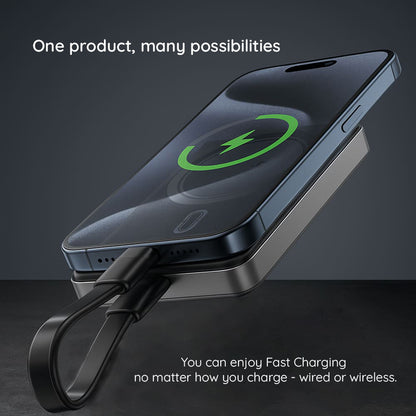 Trådløst Eksternt Batteri Acefast M12, 10000mAh, 20W, PD + FQI, 1 x QI - 1 x USB-C, Svart