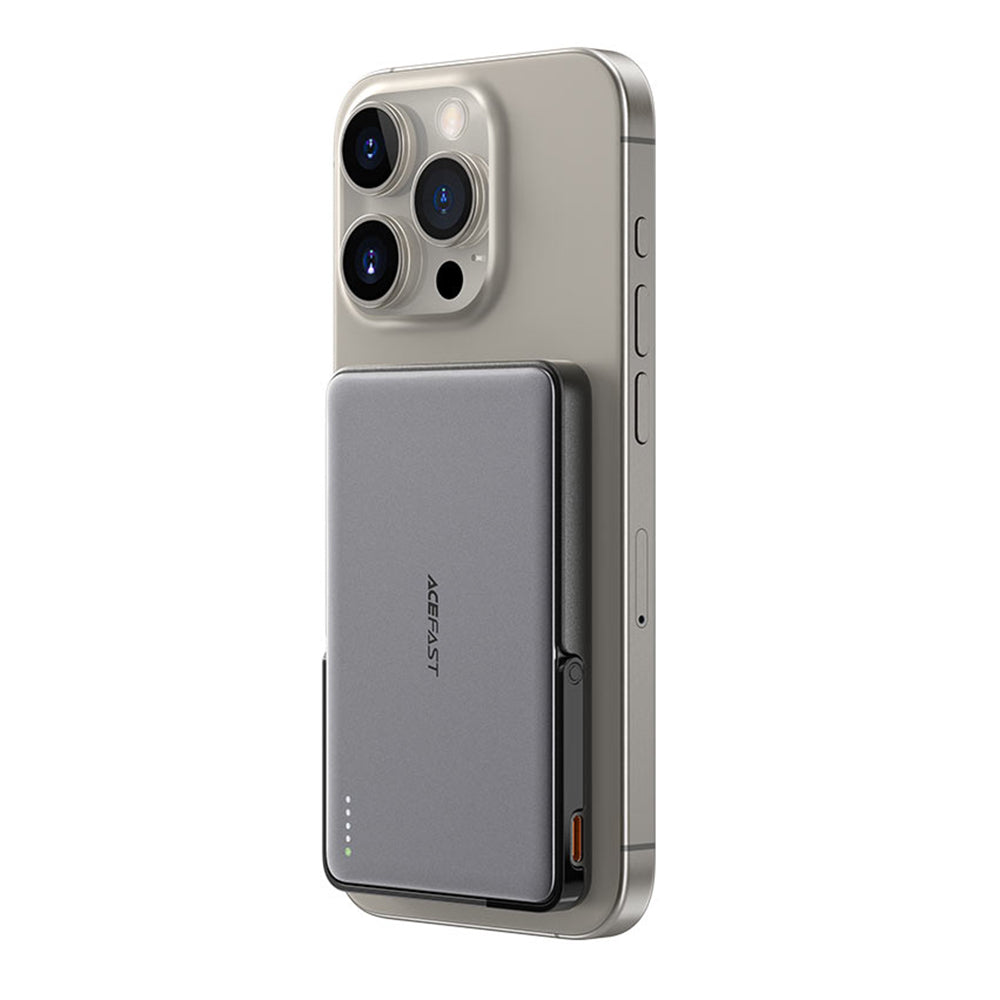 Trådløst Eksternt Batteri Acefast M16, 5000mAh, 18W, PD + FQI, 1 x QI - 1 x USB-C, Svart