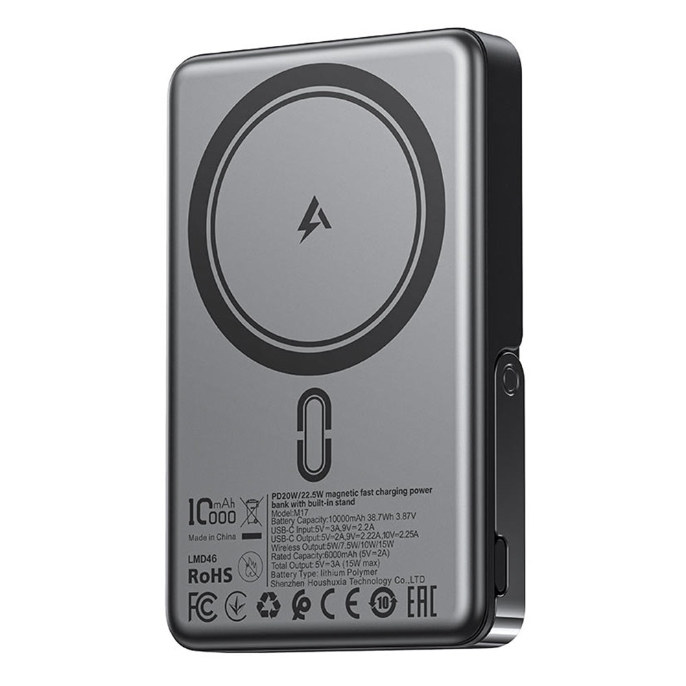 Trådløs Ekstern Batteri Acefast M17, 10000mAh, 22.5W, PD + FQI, 1 x QI - 1 x USB-C, Svart