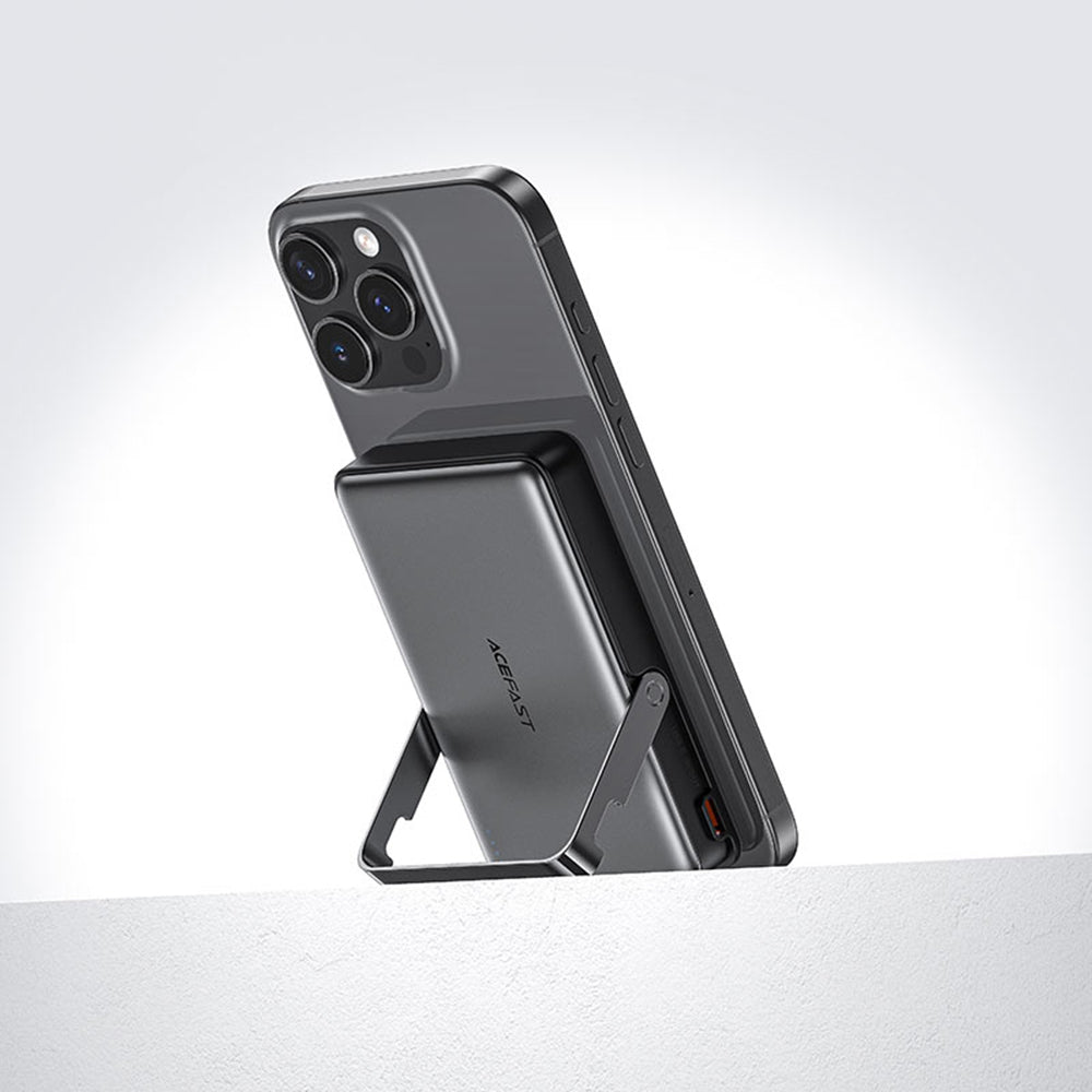 Trådløs Ekstern Batteri Acefast M17, 10000mAh, 22.5W, PD + FQI, 1 x QI - 1 x USB-C, Svart