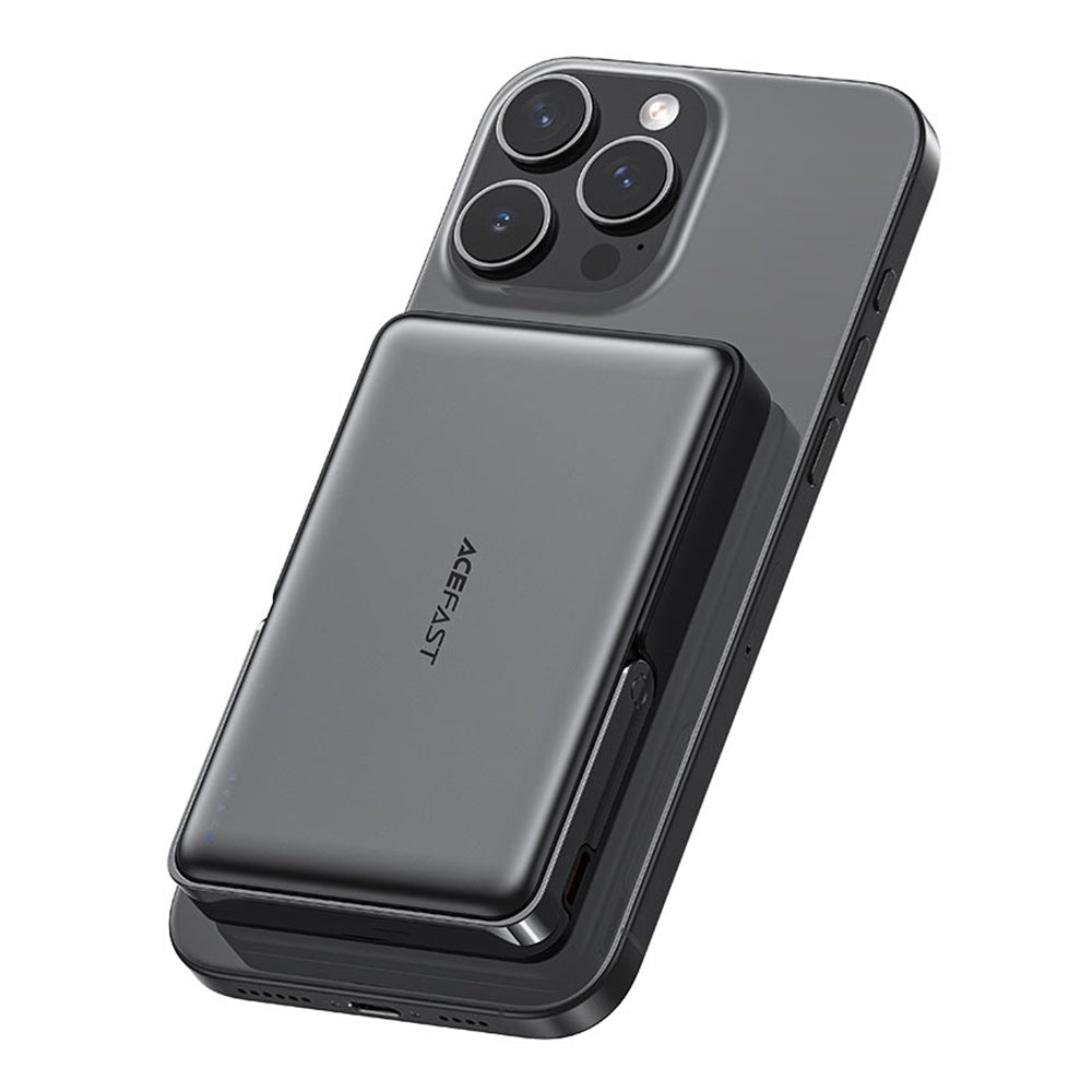 Trådløs Ekstern Batteri Acefast M17, 10000mAh, 22.5W, PD + FQI, 1 x QI - 1 x USB-C, Svart