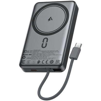 Trådløs Ekstern Batteri Acefast M18, 10000mAh, 22.5W, PD + FQI, 1 x QI - 2 x USB-C, Svart