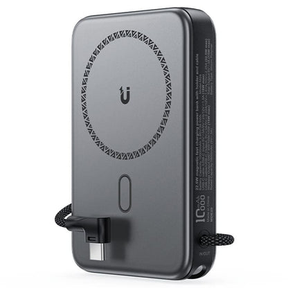 Ekstern trådløs batteri Acefast M24, 10000mAh, 22.5W, PD + FQI, 1 x QI - 2 x USB-C, Grå