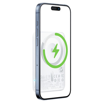 Ekstern trådløs batteri Acefast M25, 5000mAh, 20W, PD + FQI, 1 x QI - 1 x USB-C, Hvit
