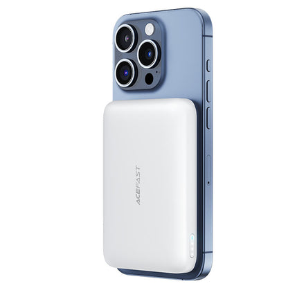 Ekstern trådløs batteri Acefast M25, 5000mAh, 20W, PD + FQI, 1 x QI - 1 x USB-C, Hvit