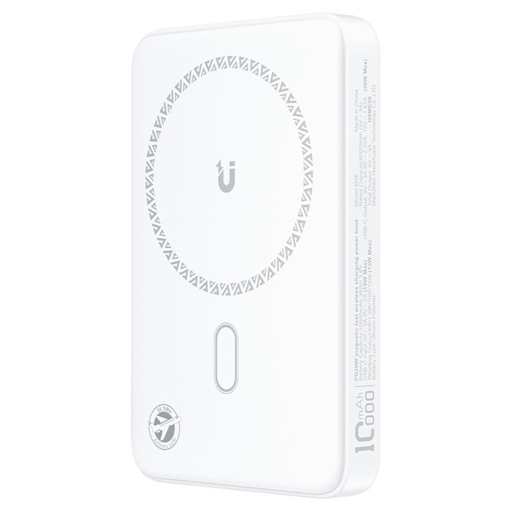 Trådløs Ekstern Batteri Acefast M26, 10000mAh, 20W, PD + FQI, 1 x QI - 1 x USB-C, Hvit