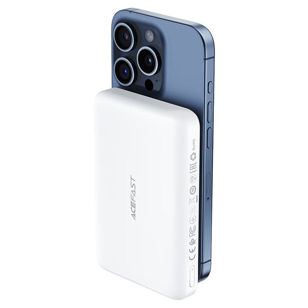 Trådløs Ekstern Batteri Acefast M26, 10000mAh, 20W, PD + FQI, 1 x QI - 1 x USB-C, Hvit