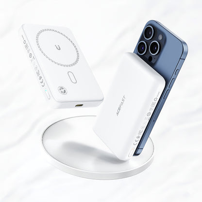 Trådløs Ekstern Batteri Acefast M26, 10000mAh, 20W, PD + FQI, 1 x QI - 1 x USB-C, Hvit