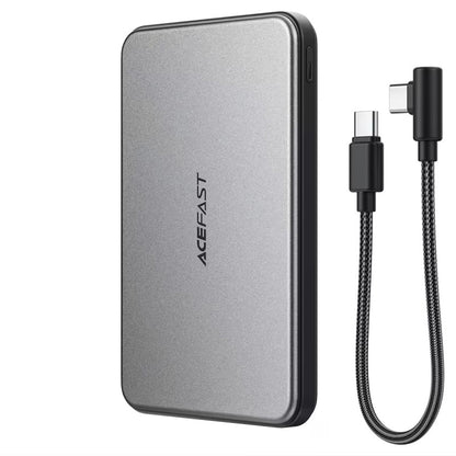Ekstern trådløs batteri Acefast M30, 5000mAh, 20W, PD + FQI, 1 x QI - 2 x USB-C, Svart