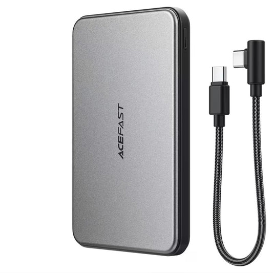 Ekstern trådløs batteri Acefast M30, 5000mAh, 20W, PD + FQI, 1 x QI - 2 x USB-C, Svart