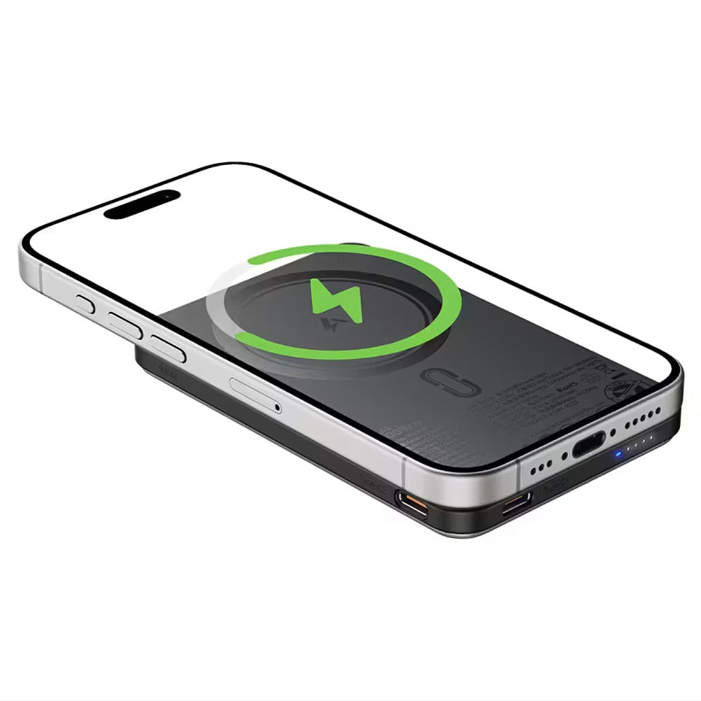 Ekstern trådløs batteri Acefast M30, 5000mAh, 20W, PD + FQI, 1 x QI - 2 x USB-C, Svart