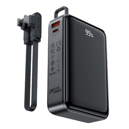 Ekstern batteri Acefast M4, 20000mAh, 67W, PD, 1 x USB-A - 2 x USB-C, Svart