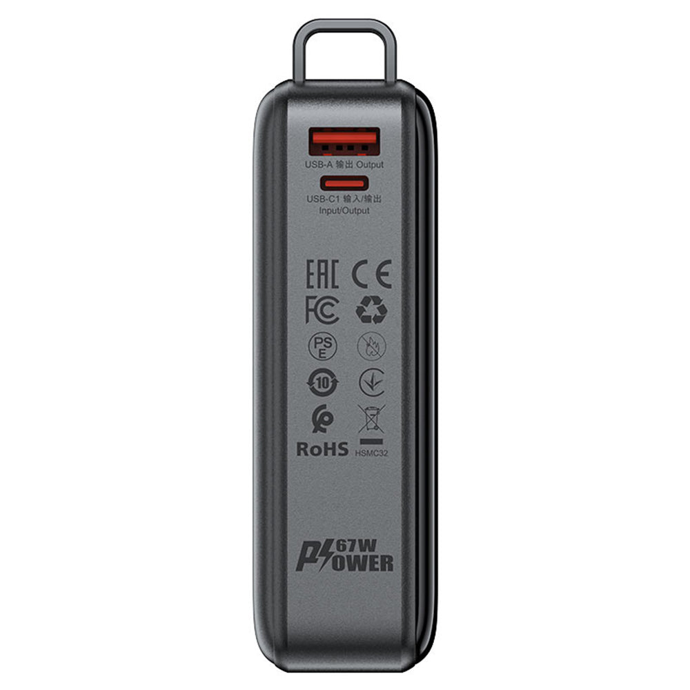 Ekstern batteri Acefast M4, 20000mAh, 67W, PD, 1 x USB-A - 2 x USB-C, Svart