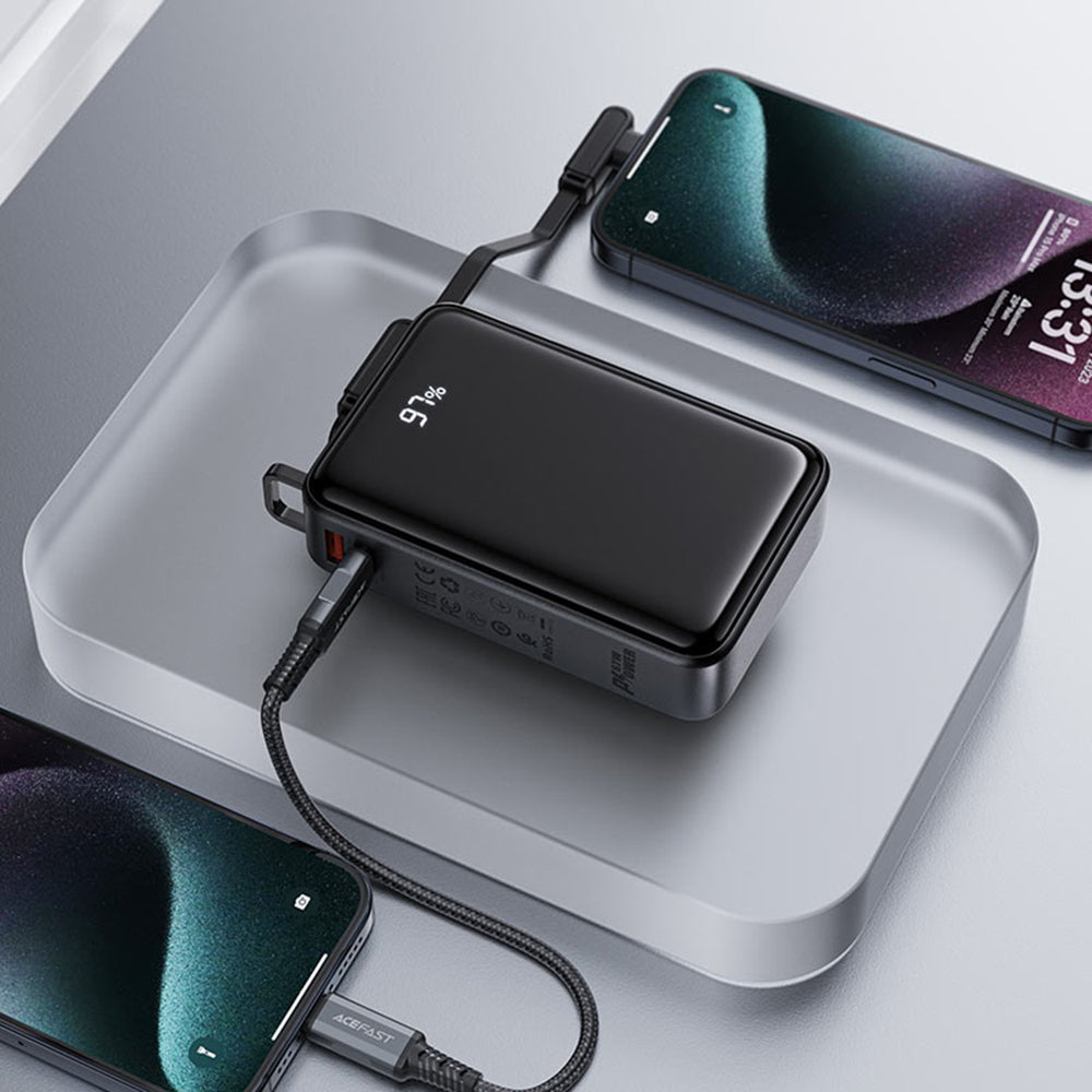 Ekstern batteri Acefast M4, 20000mAh, 67W, PD, 1 x USB-A - 2 x USB-C, Svart