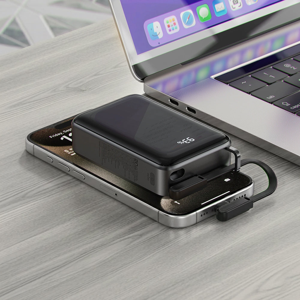 Ekstern batteri Acefast M4, 20000mAh, 67W, PD, 1 x USB-A - 2 x USB-C, Svart