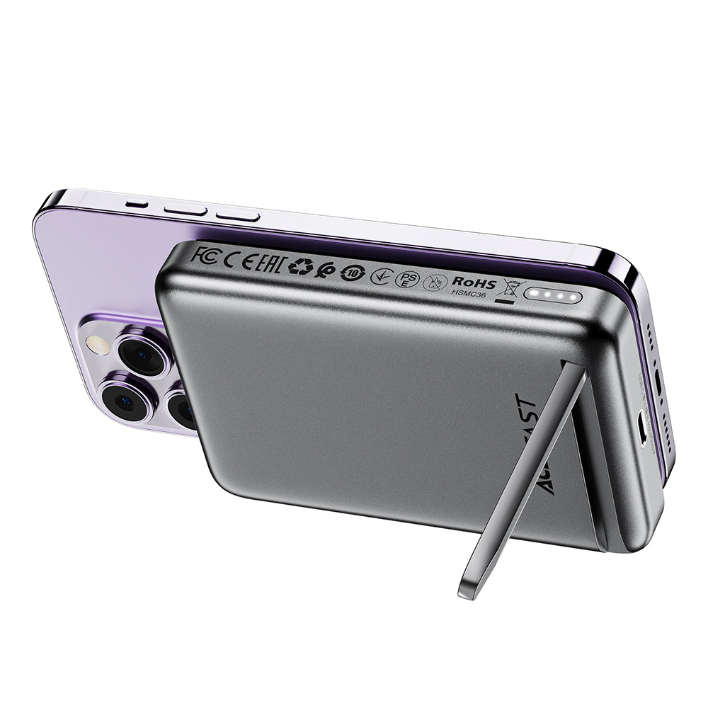 Trådløst Eksternt Batteri Acefast M6, 10000mAh, 20W, PD + FQI, 1 x QI - 1 x USB-C, Svart