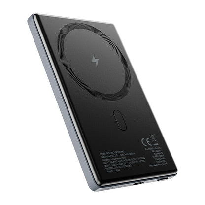 Ekstern trådløs batteri Allity. APB-300, 5000mAh, 20W, PD + QC, 1 x QI - 1 x USB-C, Grå