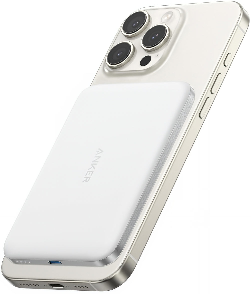 Ekstern trådløs batteri Anker Nano, 5000mAh, 20W, PD + FQI, 1 x QI - 1 x USB-C, Hvit A1665H21