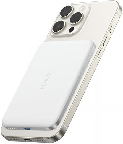 Ekstern trådløs batteri Anker Nano, 5000mAh, 20W, PD + FQI, 1 x QI - 1 x USB-C, Hvit A1665H21