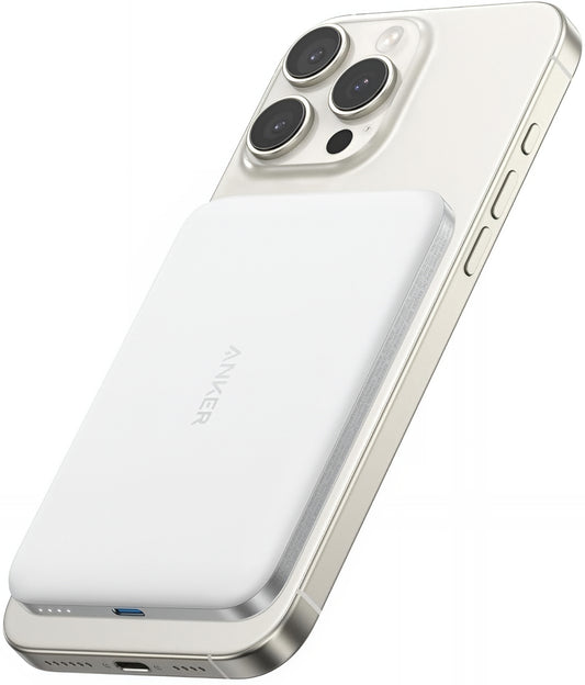 Ekstern trådløs batteri Anker Nano, 5000mAh, 20W, PD + FQI, 1 x QI - 1 x USB-C, Hvit A1665H21