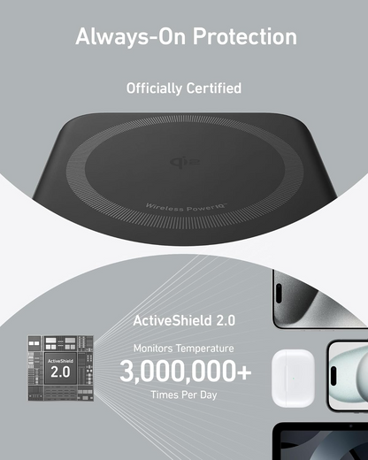 Ekstern trådløs batteri Anker MagGo, 10000mAh, 27W, PD + FQI, 1 x QI - 1 x USB-C, Svart A1654011