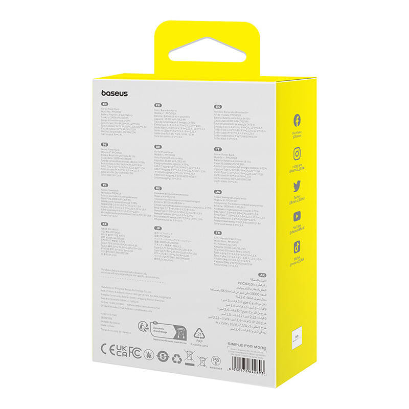 Ekstern trådløs batteri Baseus Magnetic Mini, 10000mAh, 20W, PD + FQI, 1 x Lightning - 1 x QI - 1 x USB-C, Hvit P10022109223-00