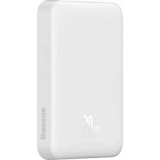 Ekstern trådløs batteri Baseus Magnetic Mini, 10000mAh, 20W, PD + FQI, 1 x QI - 1 x USB-C, Hvit PPCX07002