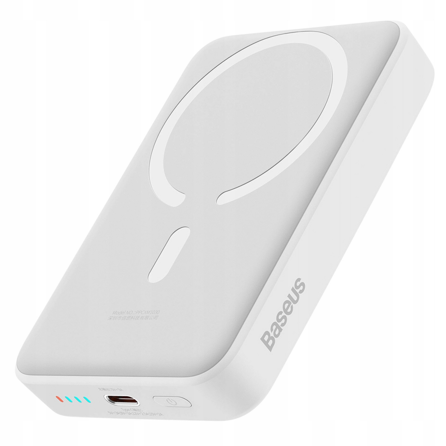Ekstern trådløs batteri Baseus Magnetic Mini, 10000mAh, 30W, PD + FQI, 1 x QI - 1 x USB-C, Hvit PPCX110202