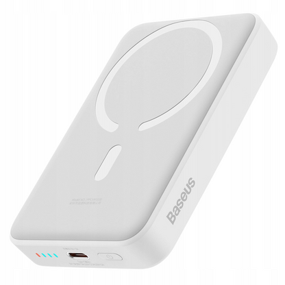 Ekstern trådløs batteri Baseus Magnetic Mini, 10000mAh, 30W, PD + FQI, 1 x QI - 1 x USB-C, Hvit PPCX110202