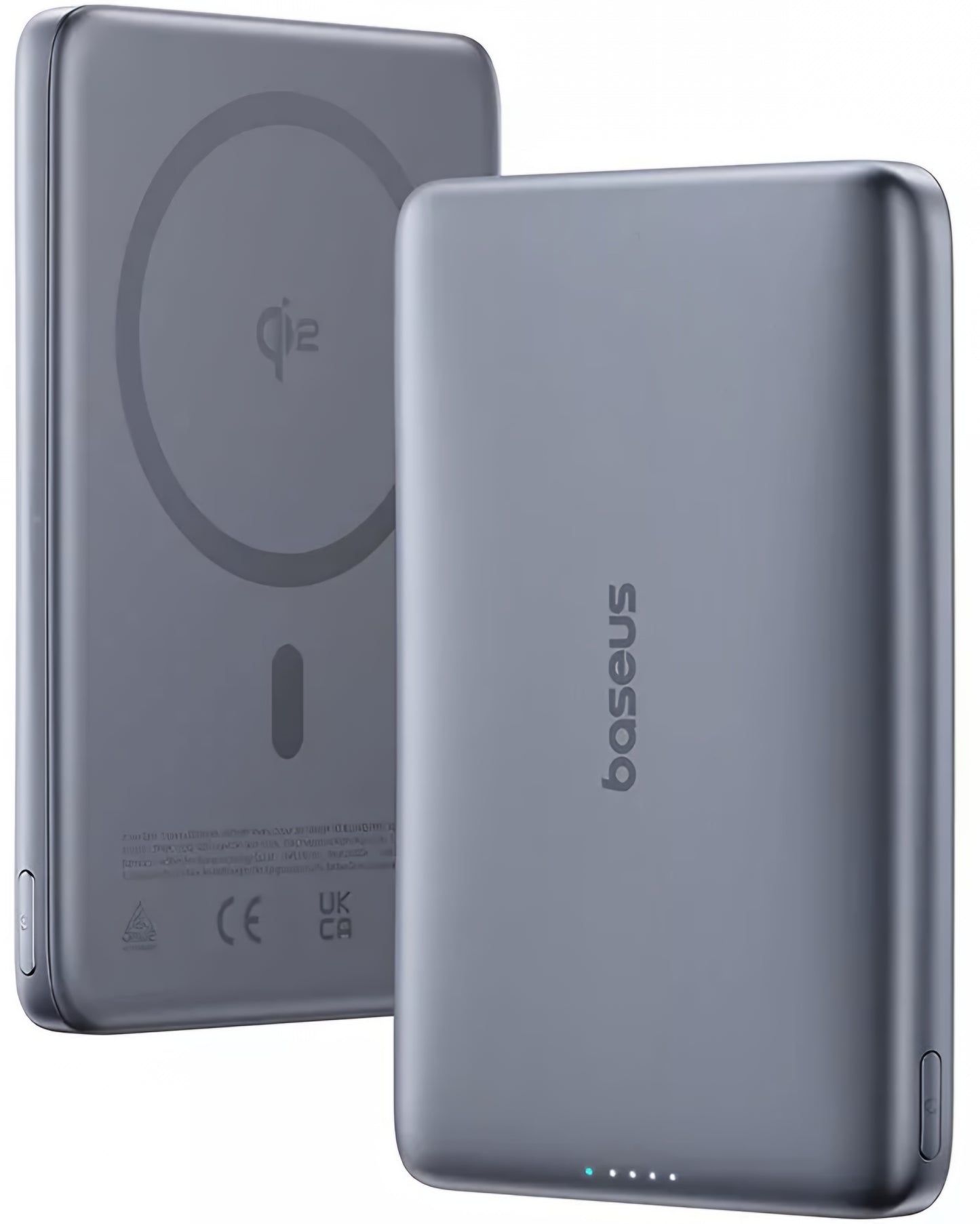 Ekstern trådløs batteri Baseus PicoGo AM41, 10000mAh, 27W, PD + FQI, 1 x QI - 1 x USB-C, Grå E0027200