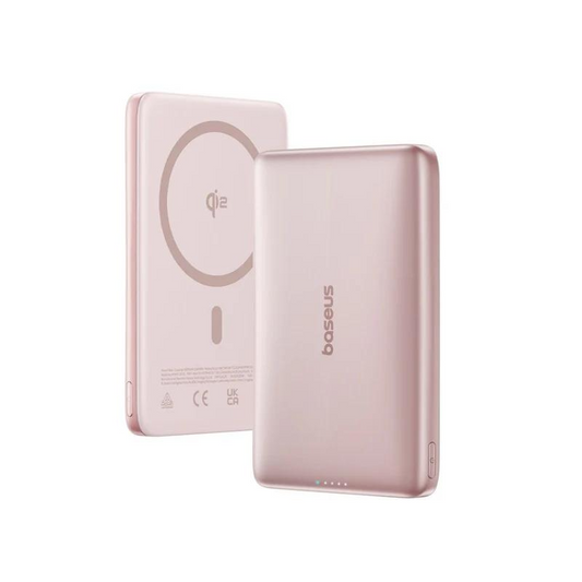 Ekstern trådløs batteri Baseus PicoGo AM41, 10000mAh, 27W, PD + FQI, 1 x QI - 1 x USB-C, Rosa E0027202