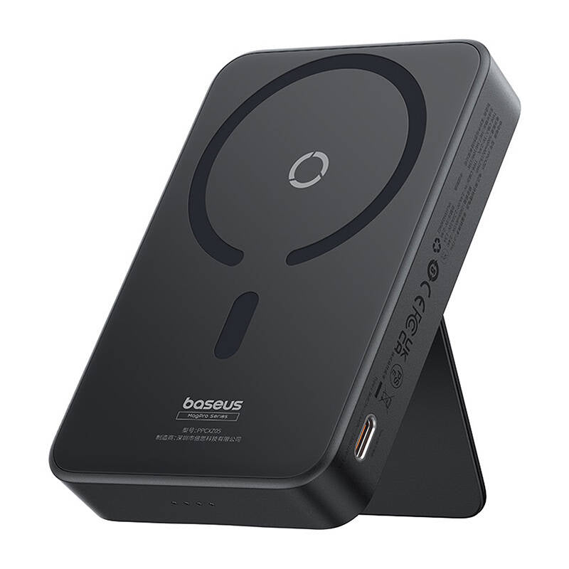 Ekstern trådløs batteri Baseus MagPro PPCXZ05, 5000mAh, 20W, PD + FQI, 1 x QI - 1 x USB-C, Svart, Reseglet P10064101123-00