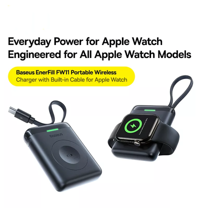 Baseus EnerFill FW11 trådløs ekstern batteri for Apple Watch Series, 1640mAh, 5W, 1 x QI, svart E0205301