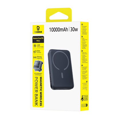 Baseus EnerFill FM11 trådløs ekstern batteri, 10000mAh, 30W, PD + FQI, 1 x QI - 1 x USB-C, svart