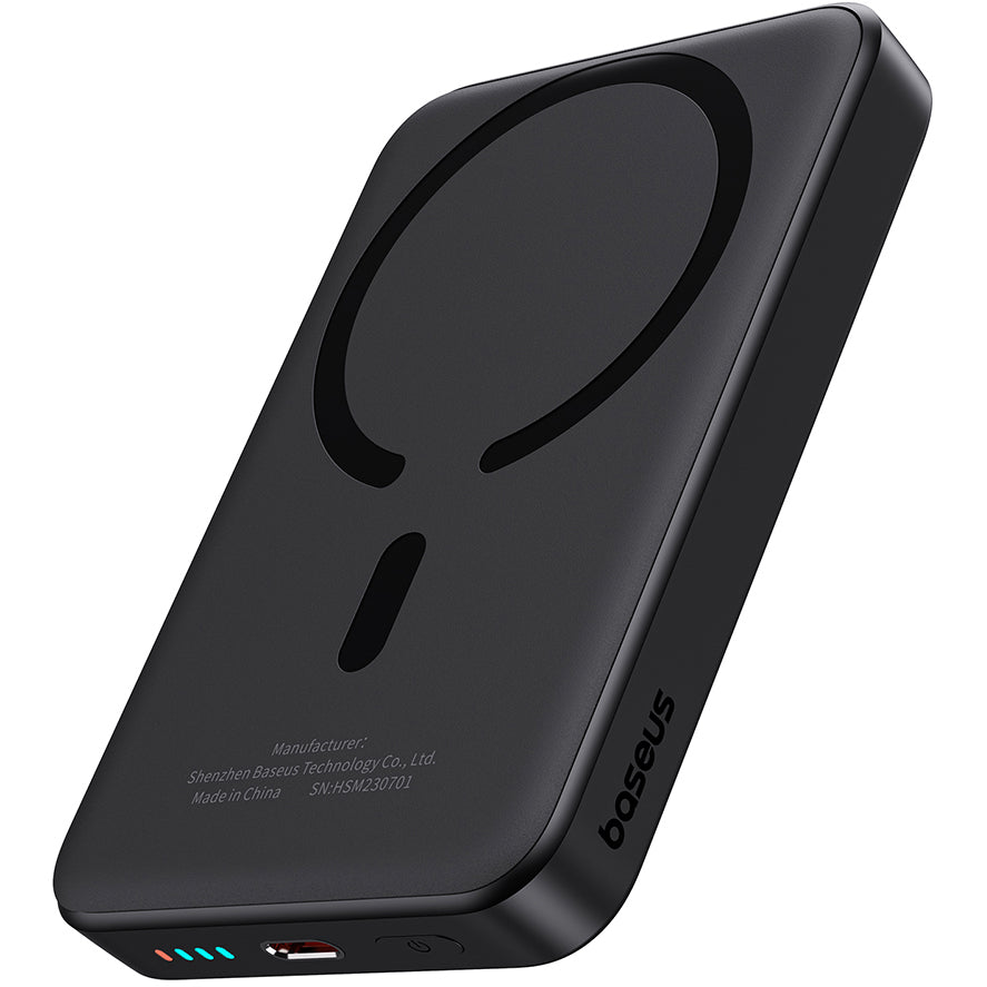 Ekstern trådløs batteri Baseus Magnetic Mini, 10000mAh, 20W, PD + FQI, 1 x QI - 1 x USB-C, Svart P10059001113-00