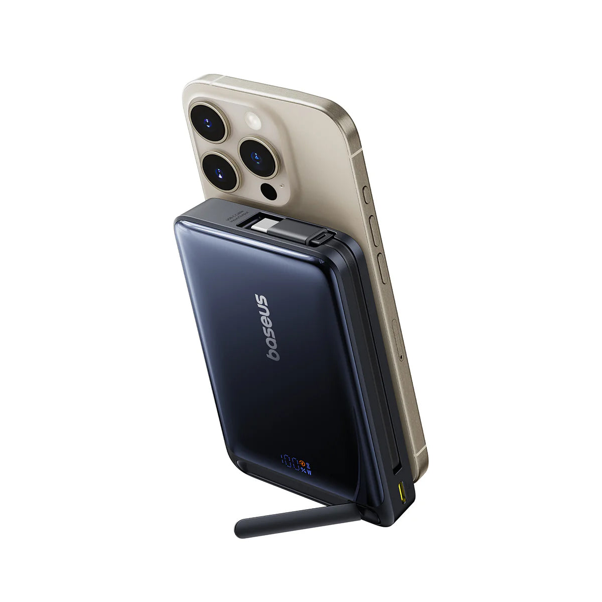 Ekstern trådløs batteri Baseus Nomos, 10000mAh, 45W, PD + FQI, 1 x QI - 2 x USB-C, Svart P10078800123-00