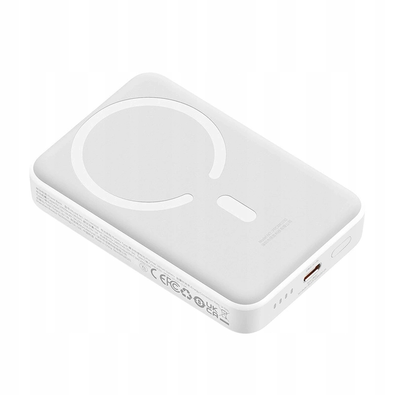 Ekstern trådløs batteri Baseus Magnetic Mini, 10000mAh, 30W, PD + FQI, 1 x QI - 1 x USB-C, Hvit PPCX110202