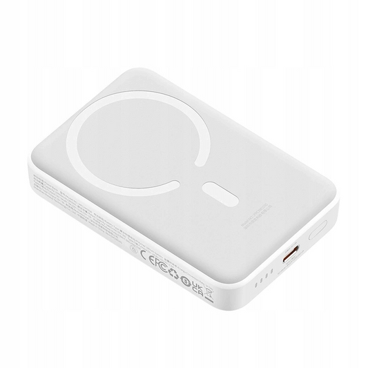 Ekstern trådløs batteri Baseus Magnetic Mini, 10000mAh, 30W, PD + FQI, 1 x QI - 1 x USB-C, Hvit PPCX110202