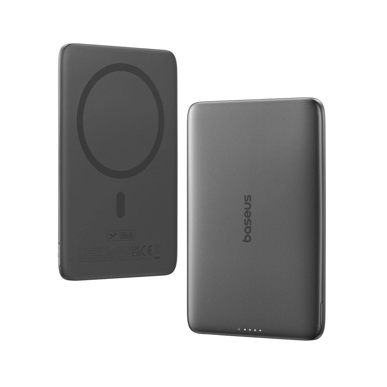 Ekstern trådløs batteri Baseus PicoGo AM41, 5000mAh, 20W, PD + FQI, 1 x QI - 1 x USB-C, Svart