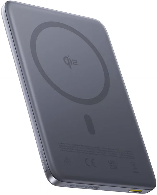 Ekstern trådløs batteri Baseus PicoGo AM41, 10000mAh, 27W, PD + FQI, 1 x QI - 1 x USB-C, Grå E0027200