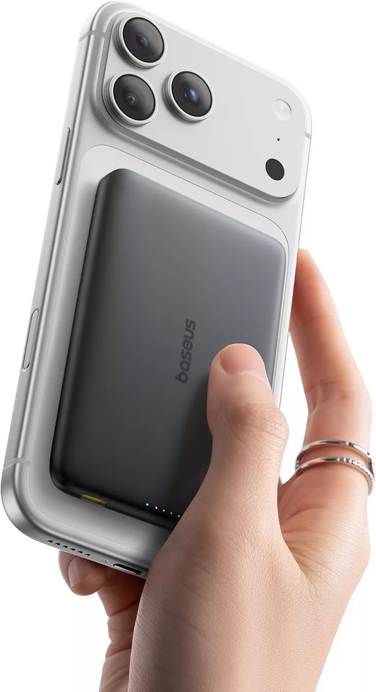 Ekstern trådløs batteri Baseus PicoGo AM41, 10000mAh, 27W, PD + FQI, 1 x QI - 1 x USB-C, Svart E0027201