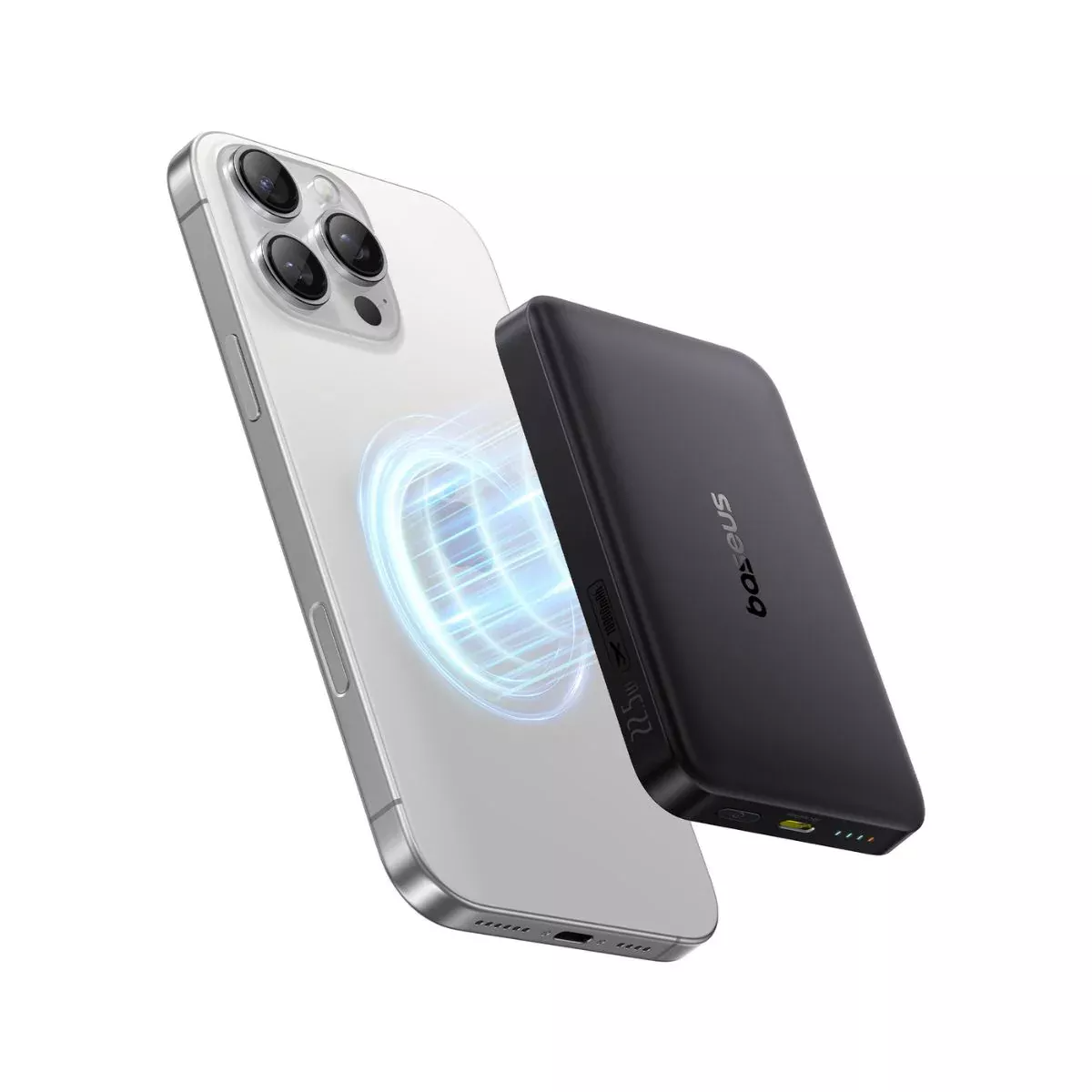 Ekstern trådløs batteri Baseus Enerfill FM12, 10000mAh, 22.5W, PD + FQI, 1 x QI - 1 x USB-C, Svart E0028500