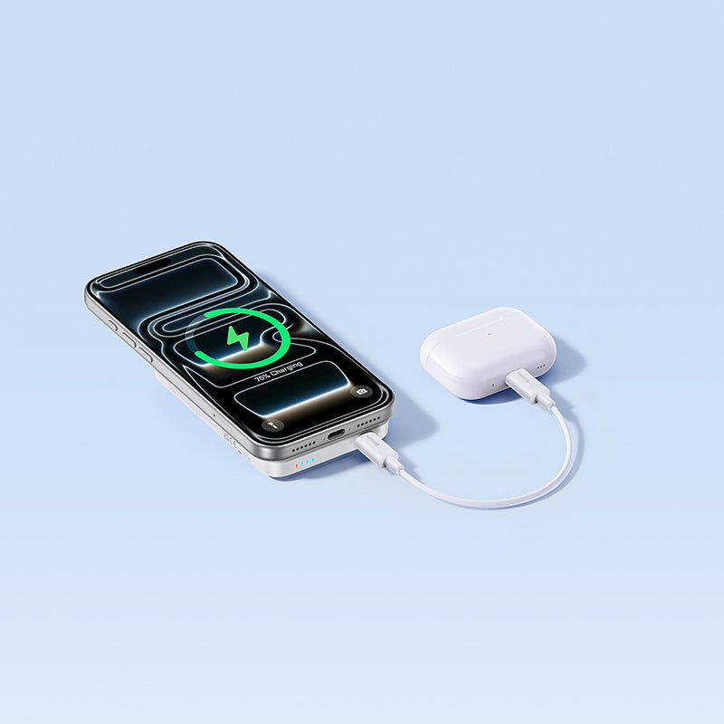 Baseus EnerFill FM11 trådløs ekstern batteri, 10000mAh, 30W, PD + FQI, 1 x QI - 1 x USB-C, hvit