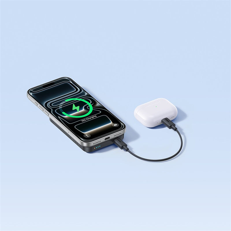 Baseus EnerFill FM11 trådløs ekstern batteri, 10000mAh, 30W, PD + FQI, 1 x QI - 1 x USB-C, svart