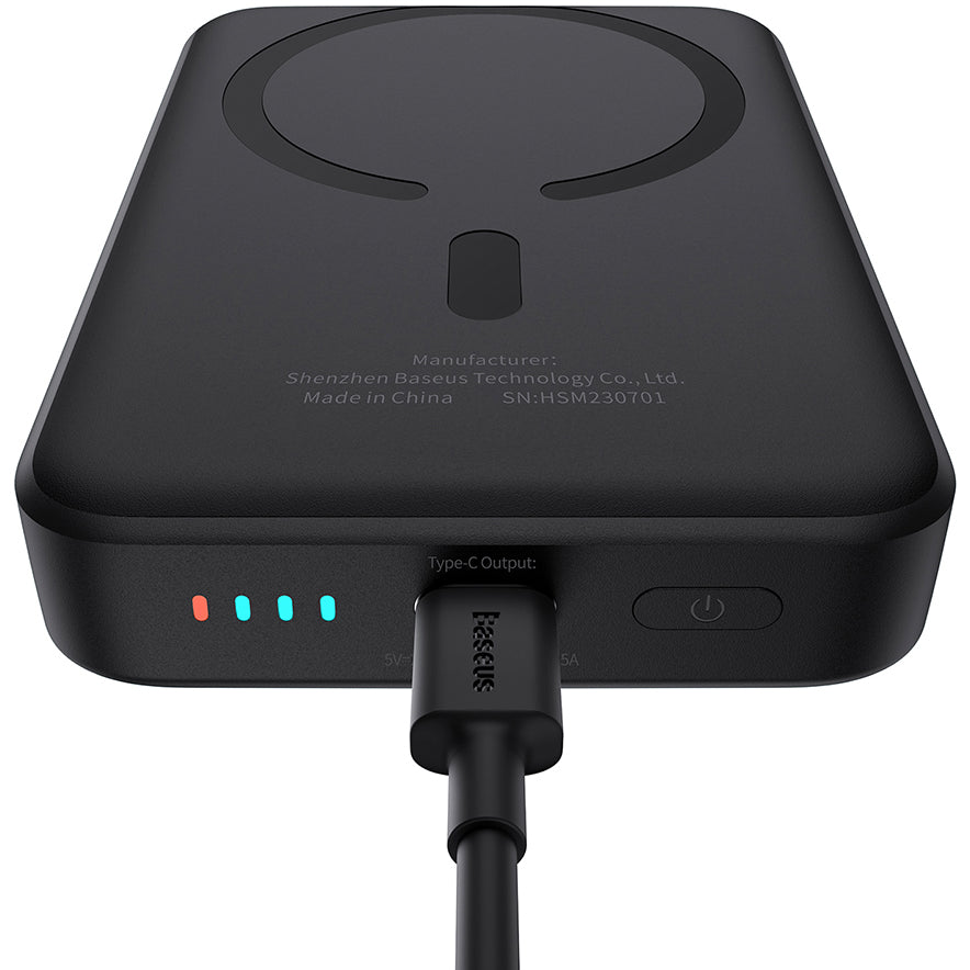 Ekstern trådløs batteri Baseus Magnetic Mini, 10000mAh, 20W, PD + FQI, 1 x QI - 1 x USB-C, Svart P10059001113-00